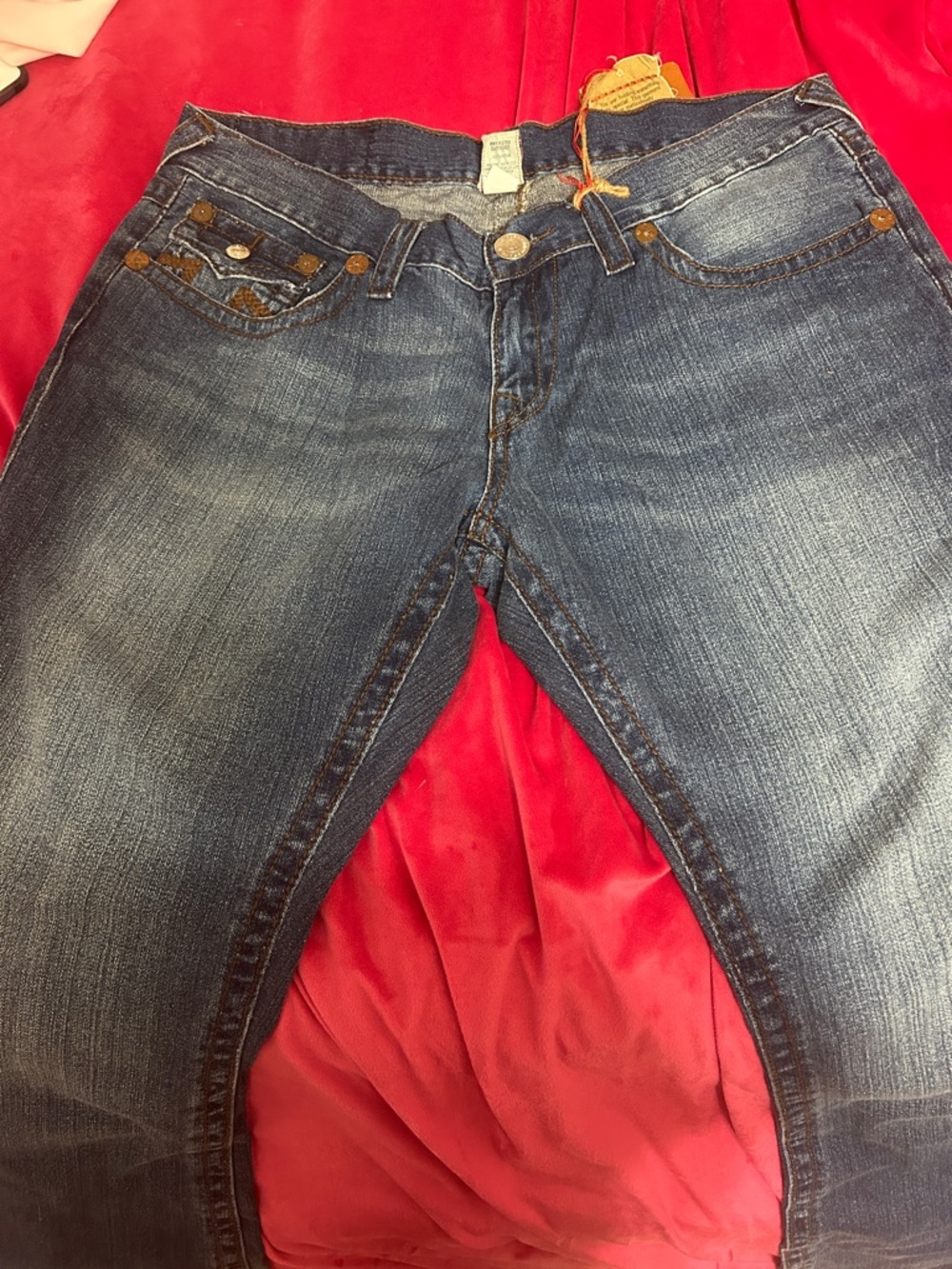True Religion Men’s Straight Leg Jeans - Dark Blue Wash